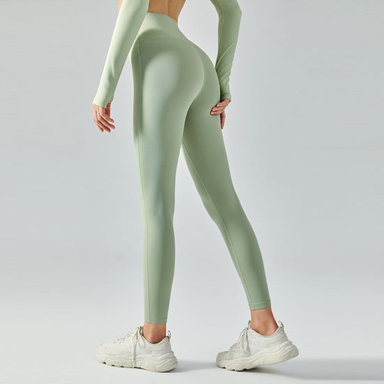Nude Feel High Waist Belly Contracting Yoga Pants Double-sided Brushed Fitness
