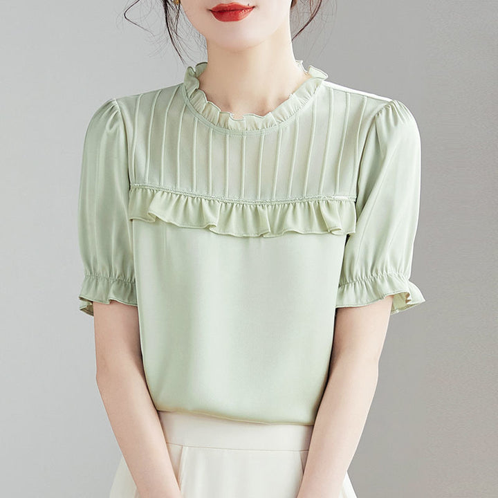 Western Style Beautiful Chiffon Shirt Spring And Summer Loose Design Comfortable Chic Small Shirt Top Women