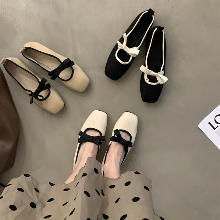 Women Shallow Cut Flat Sole Single Shoes
