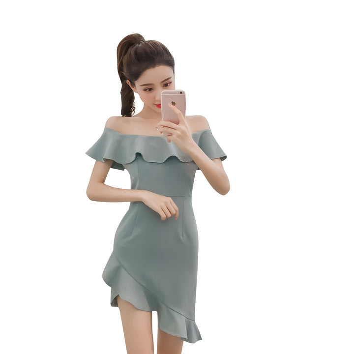 Summer Sexy Ruffled Shoulder Irregular Short Skirt Women