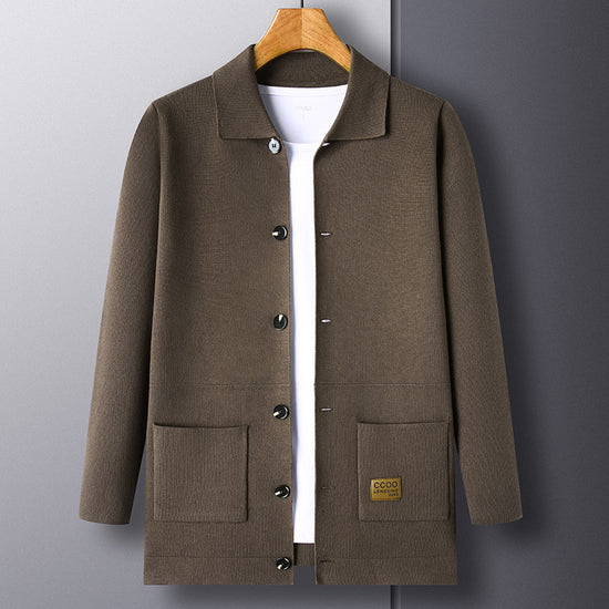 Cardigan Men's Knitted Turn-down Collar Coat Thin Loose Sweater
