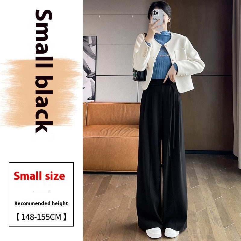 Gray Woolen Pants Women's Draping Thickened High Waist Slimming Loose