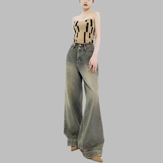 Retro Nostalgic Wide-leg Jeans For Women Summer