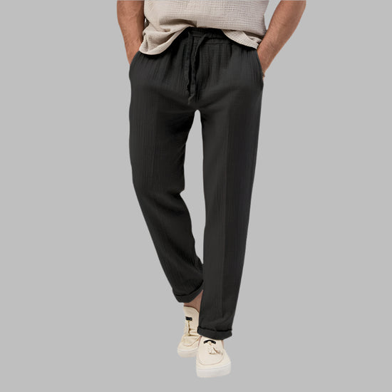Summer Men's Breathable Solid Color Trousers Plus Size Loose Casual Pants