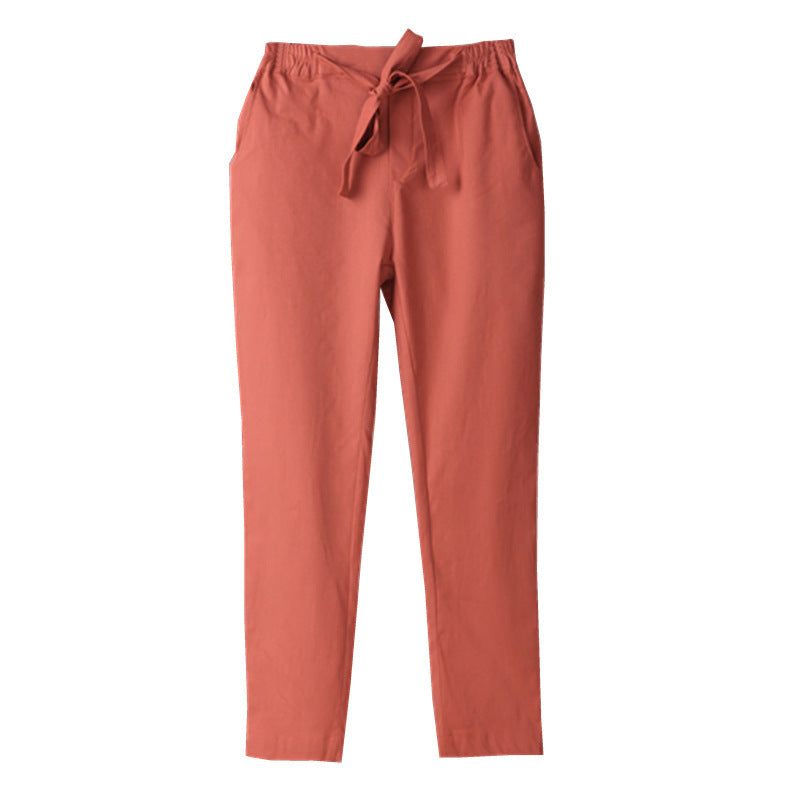 Women Loose Cotton And Linen Harem Cropped Trousers