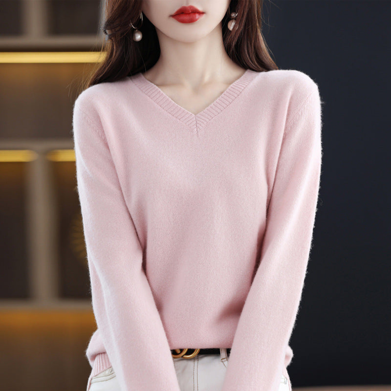 Women's Knitted Bottoming Shirt Versatile Cashmere Sweater Loose Outer Wear