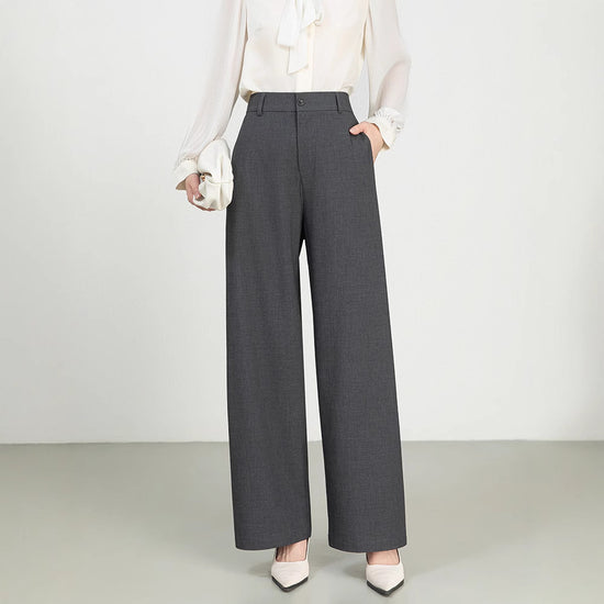 Cotton And Linen High Waist Suit Straight Wide-leg Pants