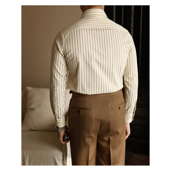 Men's Long Sleeve Fall Slim Fit Casual Striped Shirt