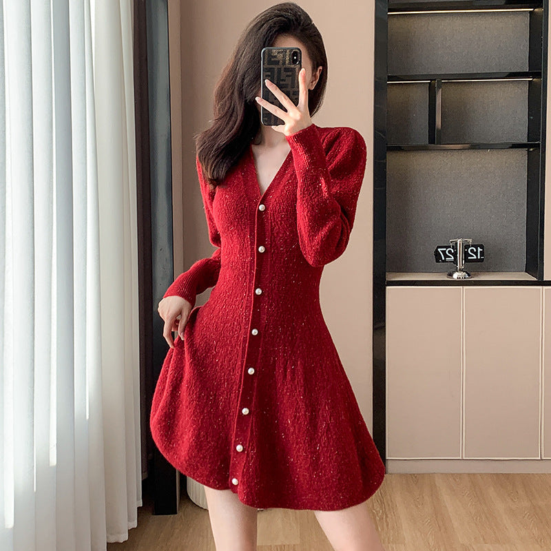 Casual Shirt Waist-tight Temperament Dress