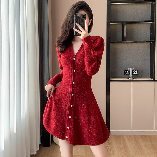 Casual Shirt Waist-tight Temperament Dress