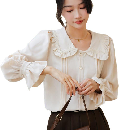 Doll Collar Long Sleeve Shirt Design Sense Niche