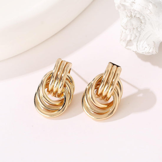 Brass 14K Gold Declaration Geometric Earrings