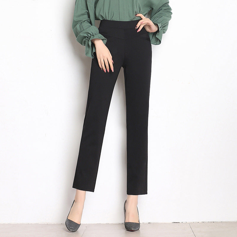 High Waist Knit Four-sided Stretch Straight