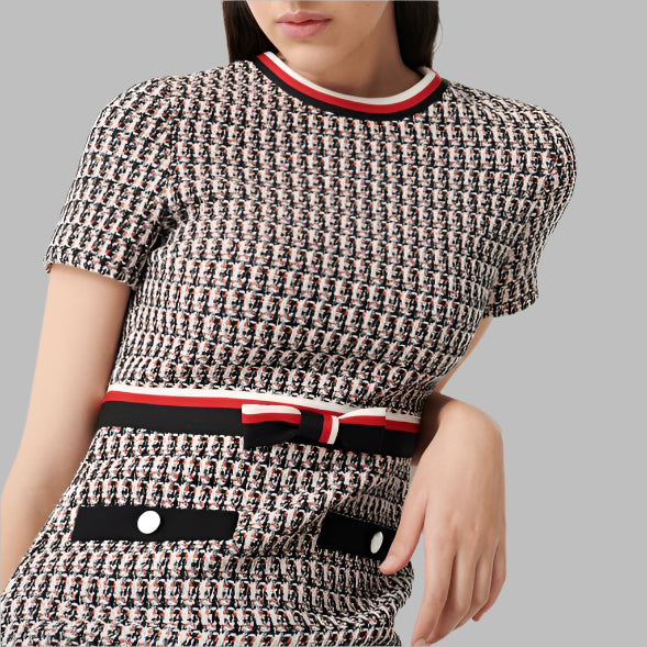 Plaid Woven Tweed Dress Women