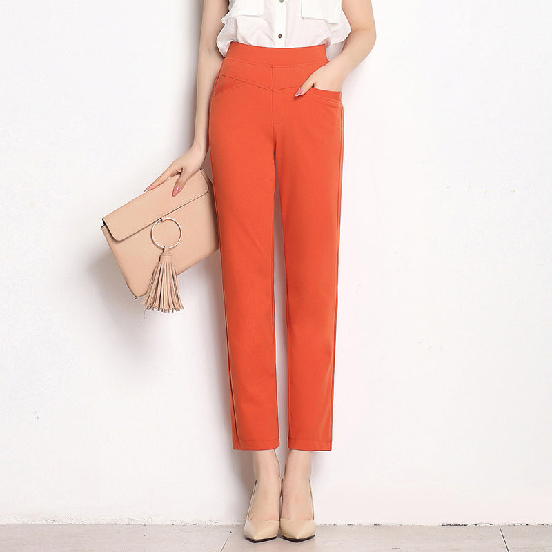 High Waist Knit Four-sided Stretch Straight