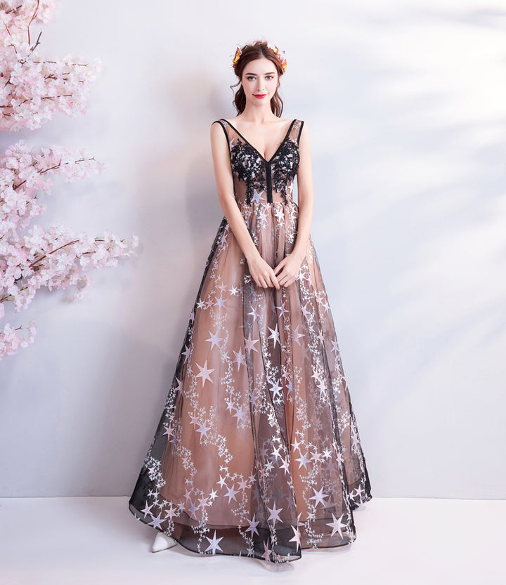 Fantasy Starry Sky Black Banquet Annual Meeting Dress