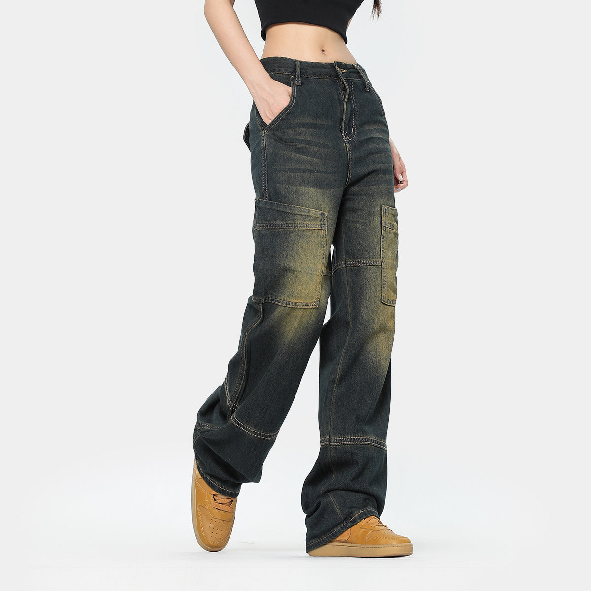 American Retro Jeans Fashion Brand Wide Leg Jeans