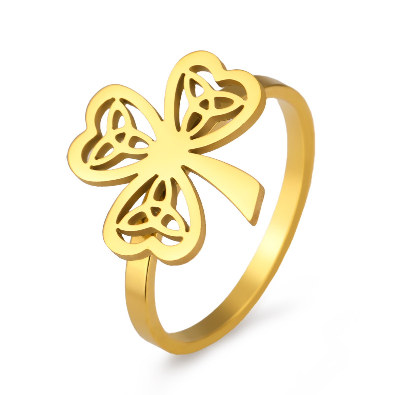Women's Fashion Stainless Steel Lucky Hollow Ring