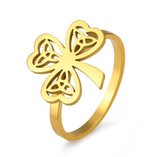 Women's Fashion Stainless Steel Lucky Hollow Ring