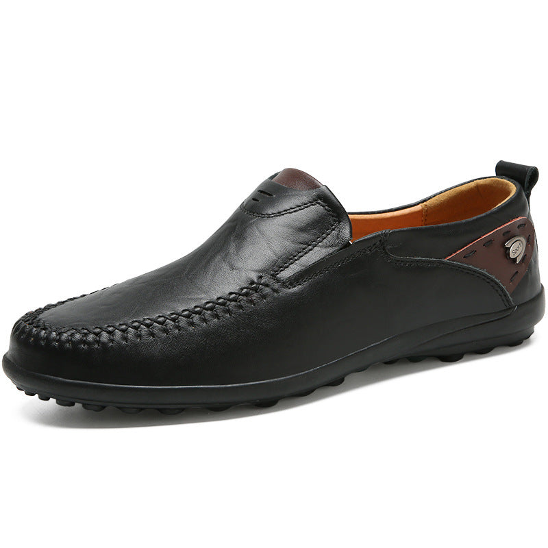 Fashion Peas Shoes Men's Casual Leather Shoes Lazy Shoes With Real Cowhide
