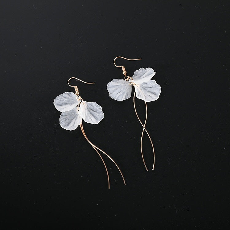 Korean Style Simple All-match Candied Petal Long Earrings