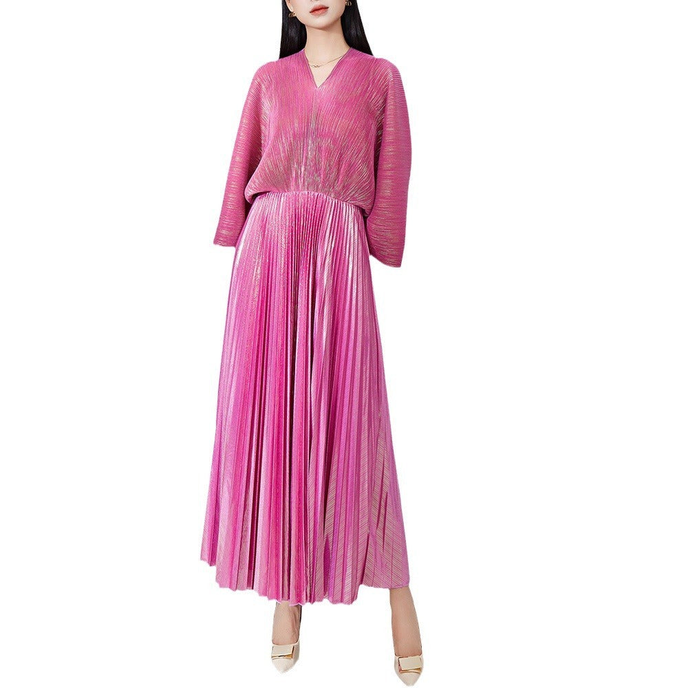 Women's Clothing V-neck Dress Pleated