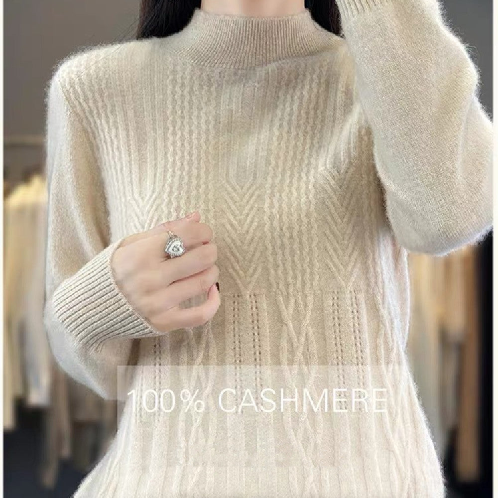 Autumn And Winter Mock Neck Sweater Fashion Pullover Solid Color Sweater