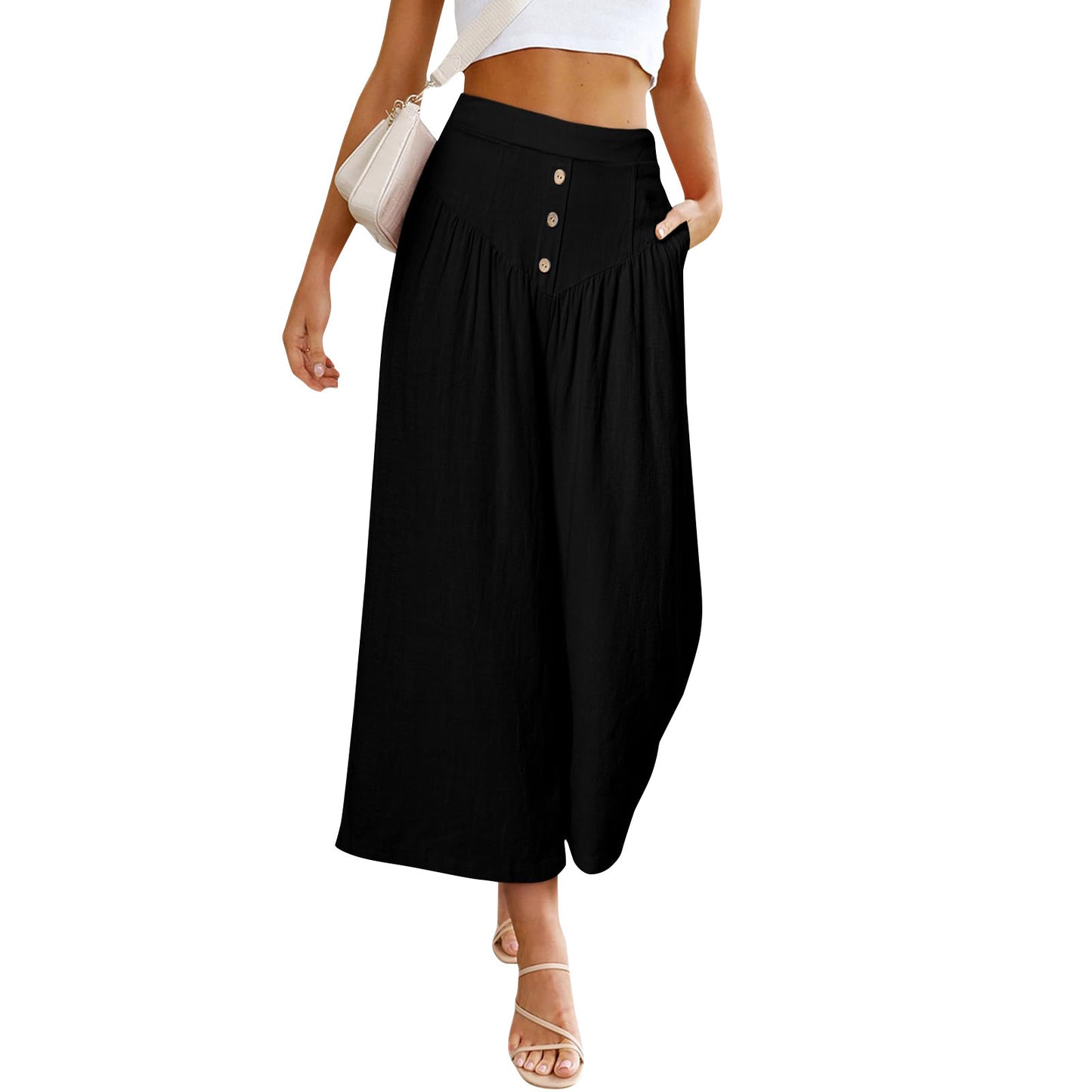 European And American Lazy Relaxed Casual Wide Leg High Waist Women's Cropped Pants