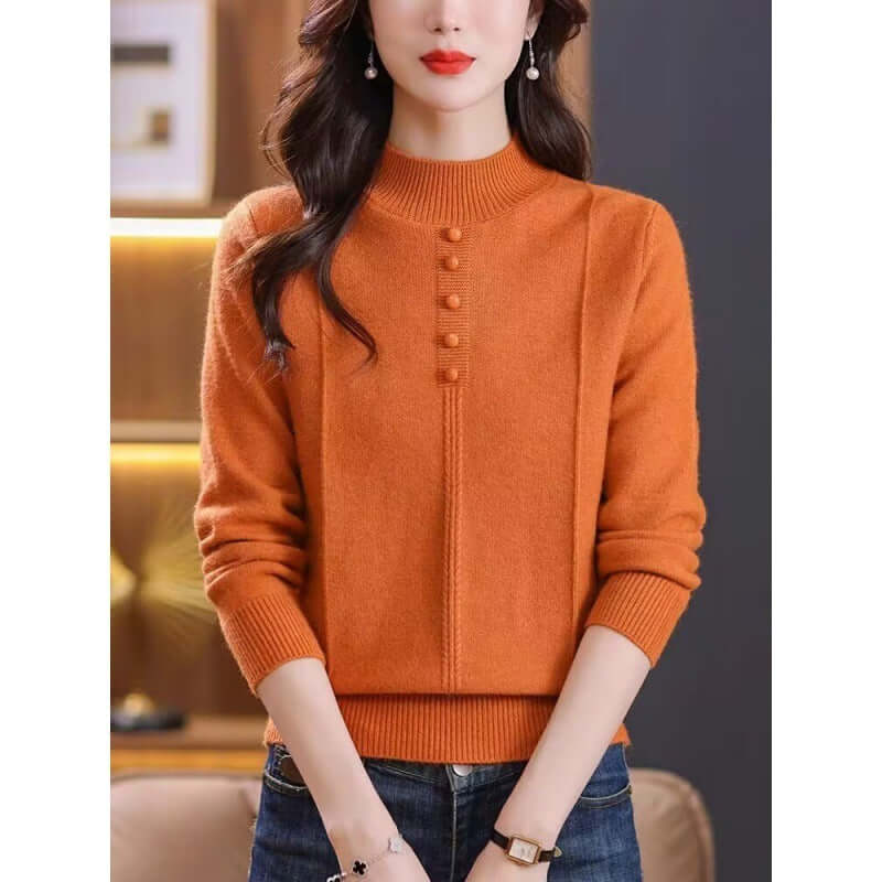 Half Collar Top Winter Inner Wear Sweater - Product information: Thickness: medium Fabric name: knitted Color: Orange, khaki, Brown, tobacco brown, red Sleeve type: regular sleeve Main fabric composition: polyester film fiber Size: M,L,XL,2XL Wearing styl