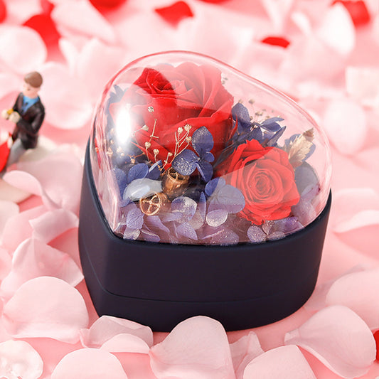 Valentine's Day Gift Box Heart-shaped Preserved Fresh Flower Jewelry Box