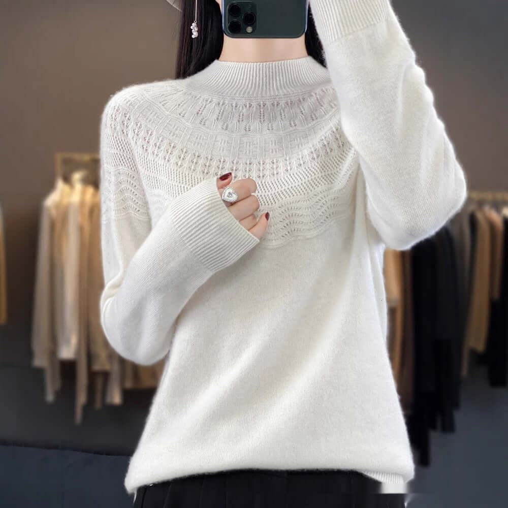 Half Turtleneck Slimming Wool Knitted Bottoming Shirt - Product information: Color: Raw Velvet Rice, purple velvet camel, warm white, light pink, fruit Green, Lake Blue, West purple, raspberry color, forest green, Size: s,M,L,XL,2XL Version: Regular Combi