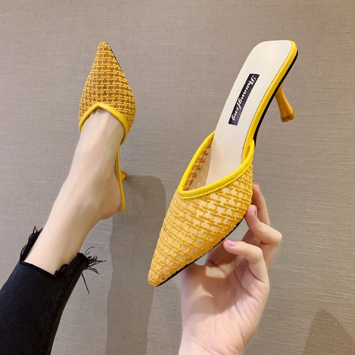 Women's Pointed Mid-heel Sandals And Slippers