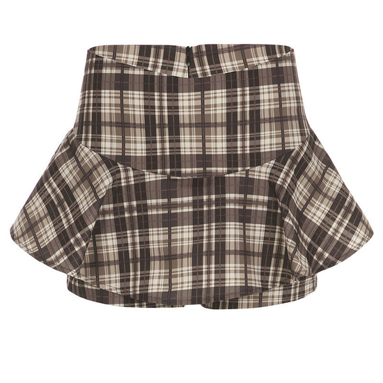 Women's College Style New Contrast Color Puff Short Skirt
