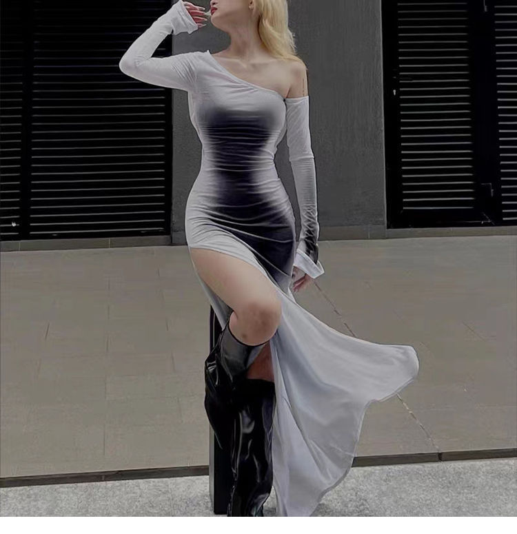 European And American Slim Temperament Dress Split Elegant Street Hipster