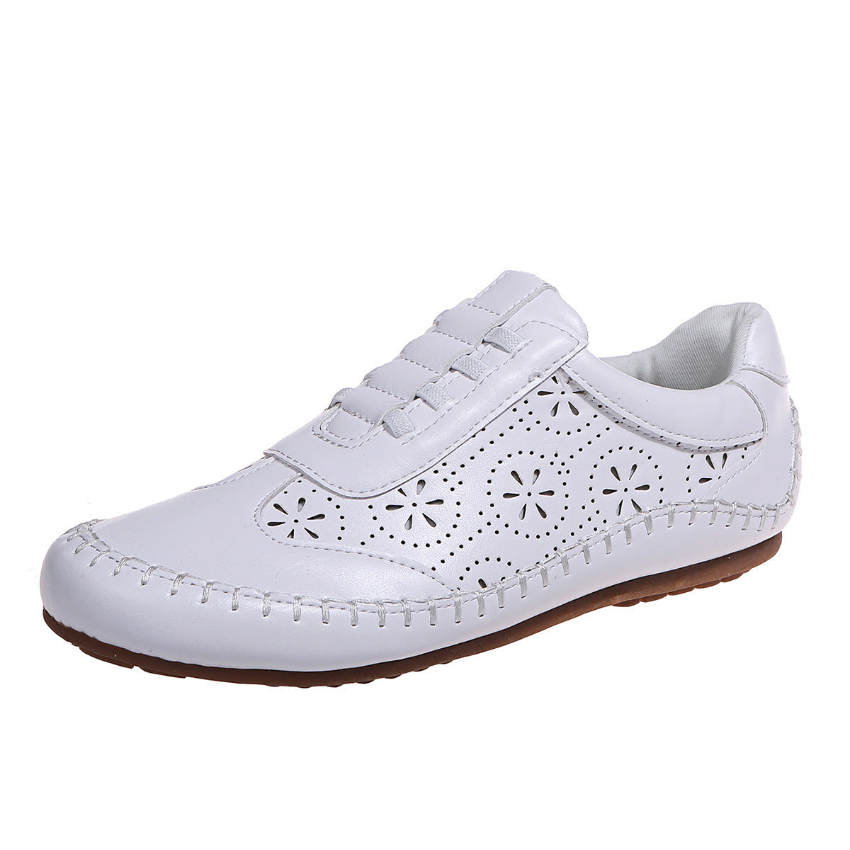 Round Head Hollow Soft Bottom Women's Flat-heeled Casual Shoes