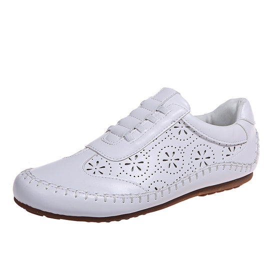 Round Head Hollow Soft Bottom Women's Flat-heeled Casual Shoes