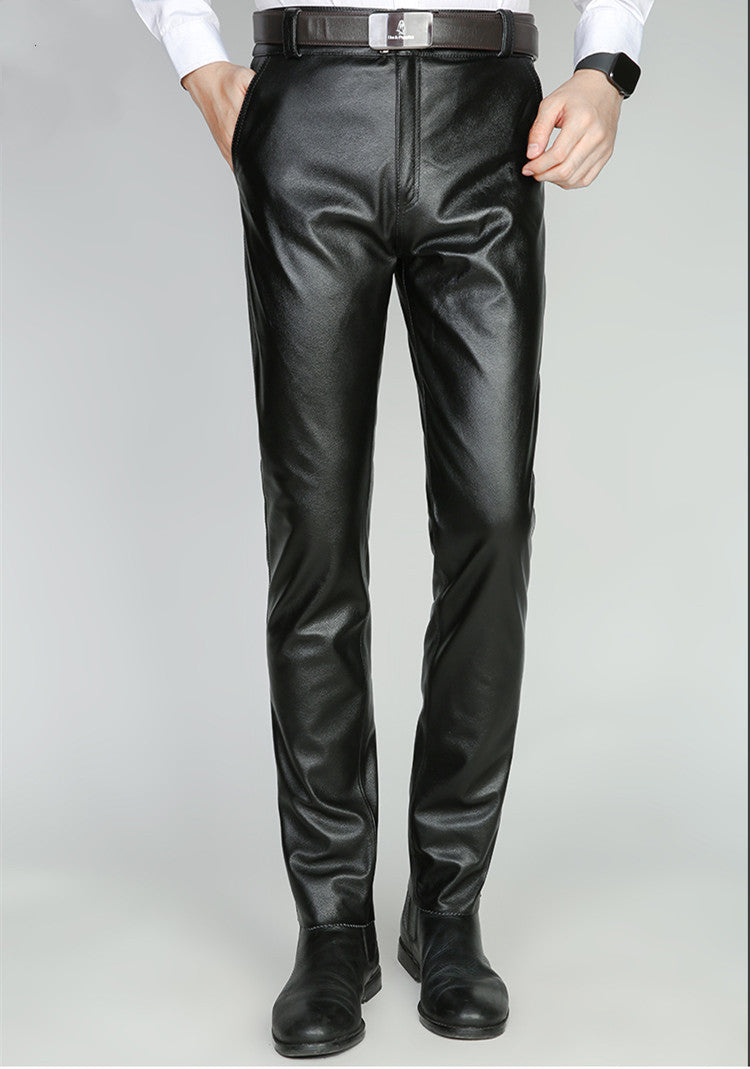 Genuine Leather Men's First Layer Slim Motorcycle Pants