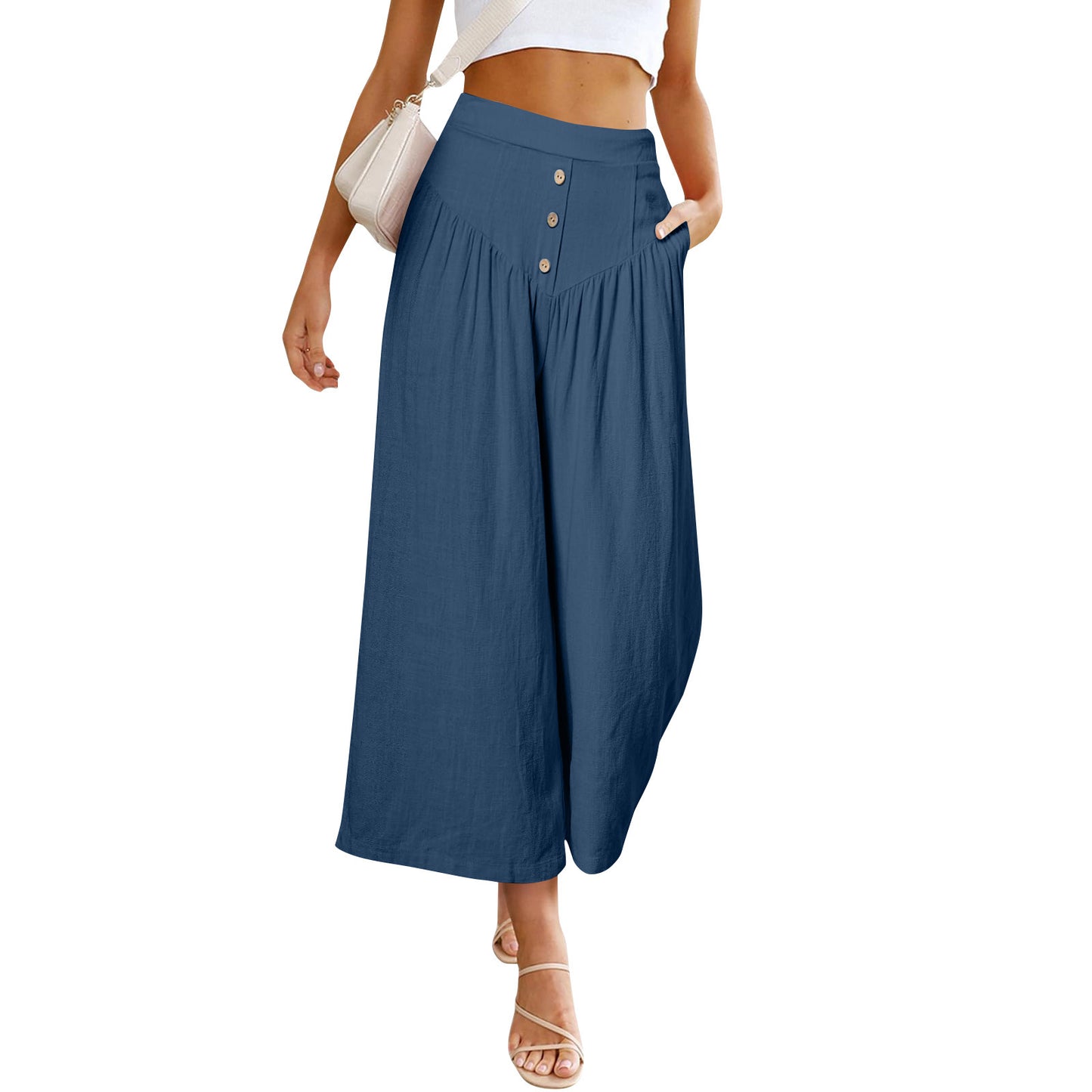 European And American Lazy Relaxed Casual Wide Leg High Waist Women's Cropped Pants