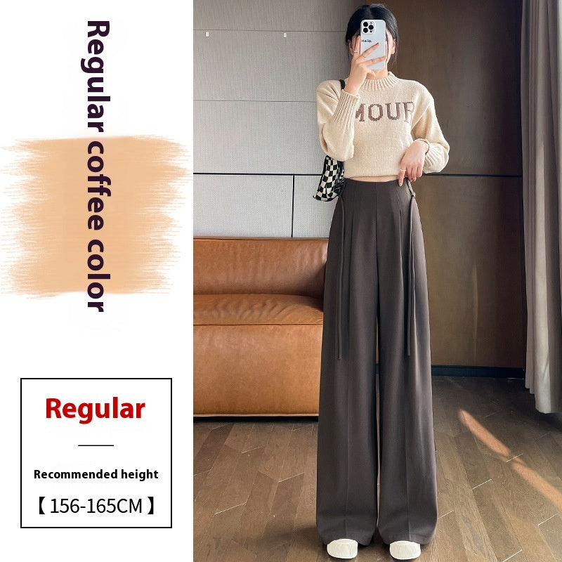 Gray Woolen Pants Women's Draping Thickened High Waist Slimming Loose