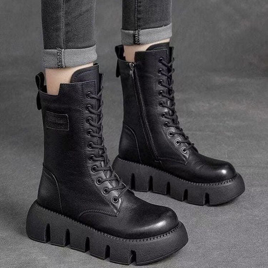 Women's Warm Casual Fashion All-matching Lace-up Cotton Boots