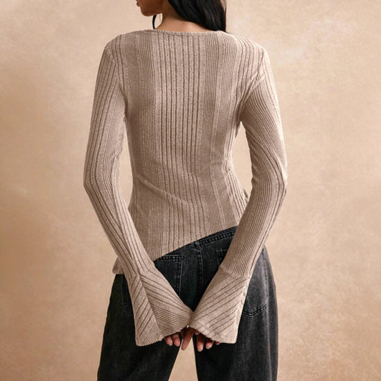Casual Stitching Long Sleeve Button T-shirt