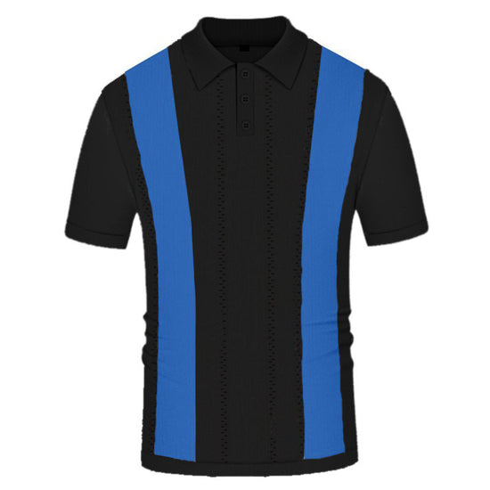 Men's White Striped Slim-fit Short-sleeved Sweater