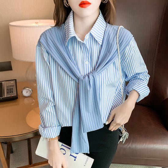 Women's Two Striped Shirts Design Niche Long Sleeves