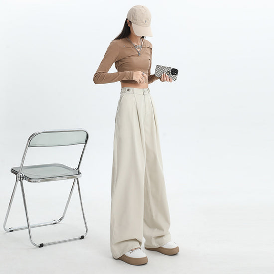 Loose High Waist Slimming Drape Casual Mopping Pants