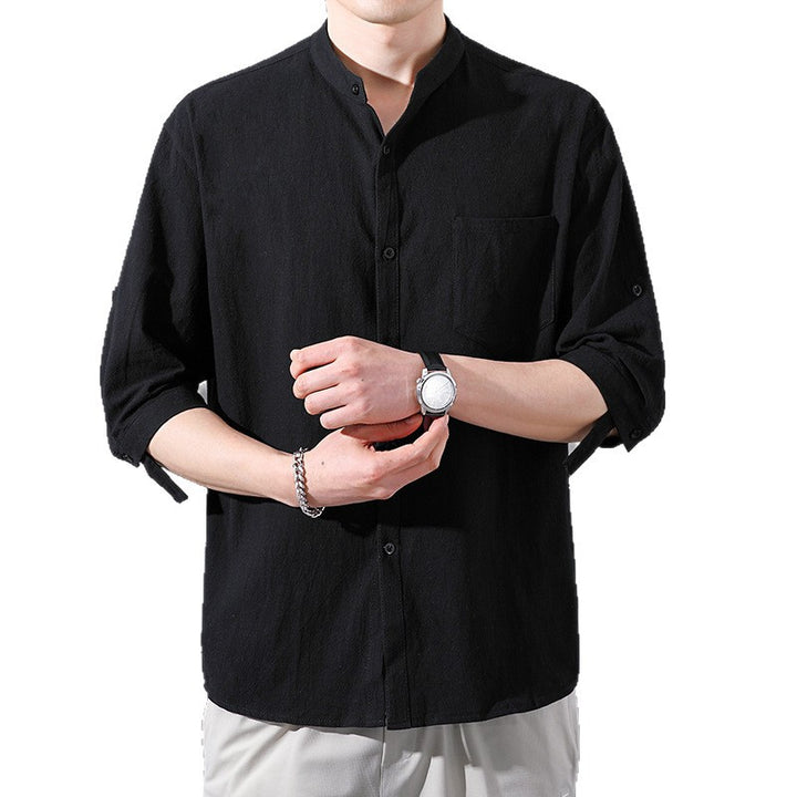 Cotton And Linen Short Sleeve Shirt Men's Large Size Linen Loose Trendy Men Half Sleeve Thin