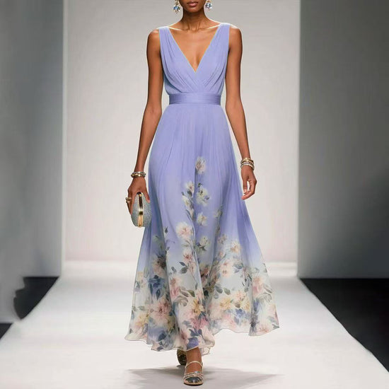 Sexy Vest Chiffon Printed Dress