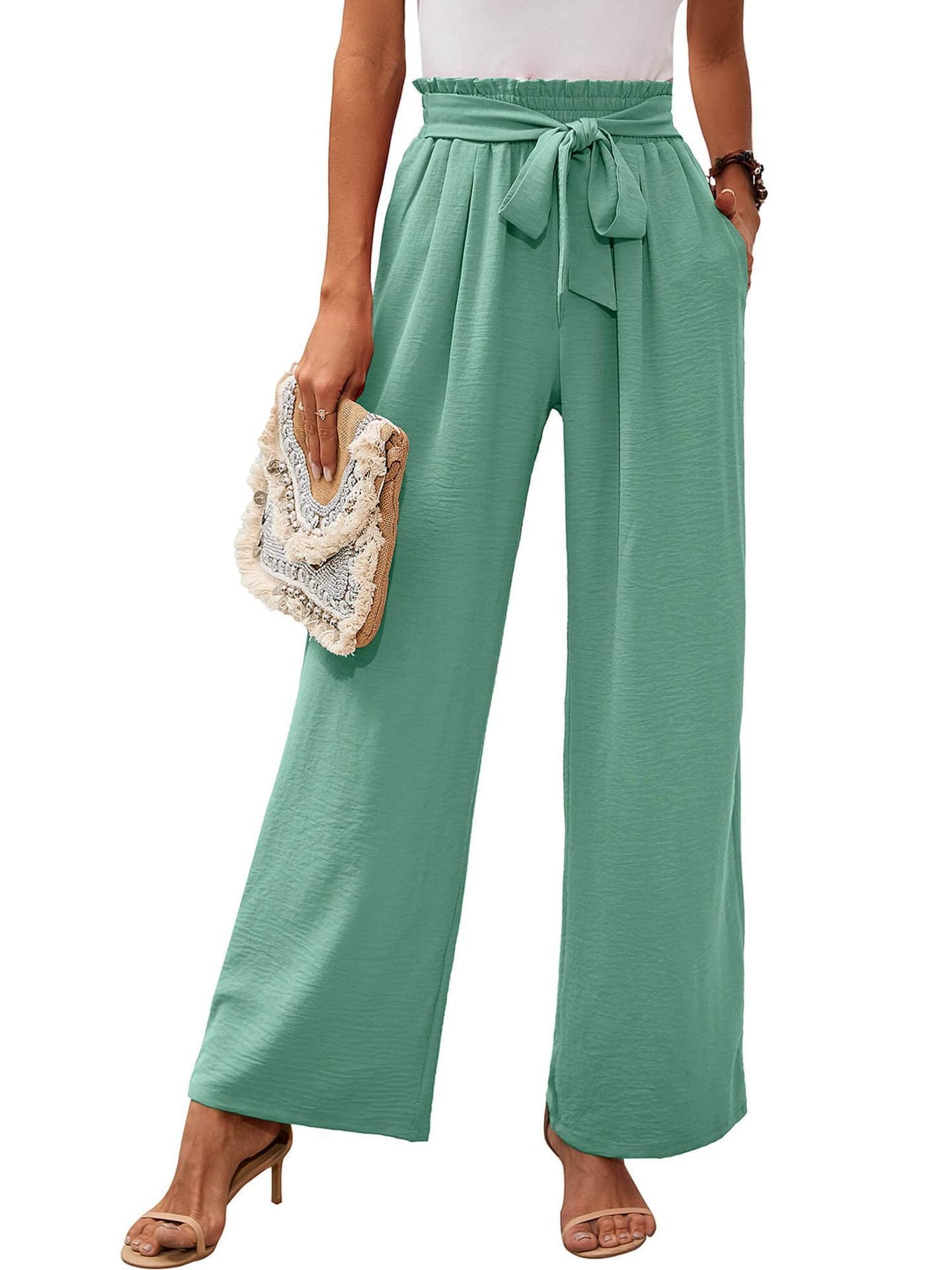 Knotted Commuter Wide Leg Pants Casual