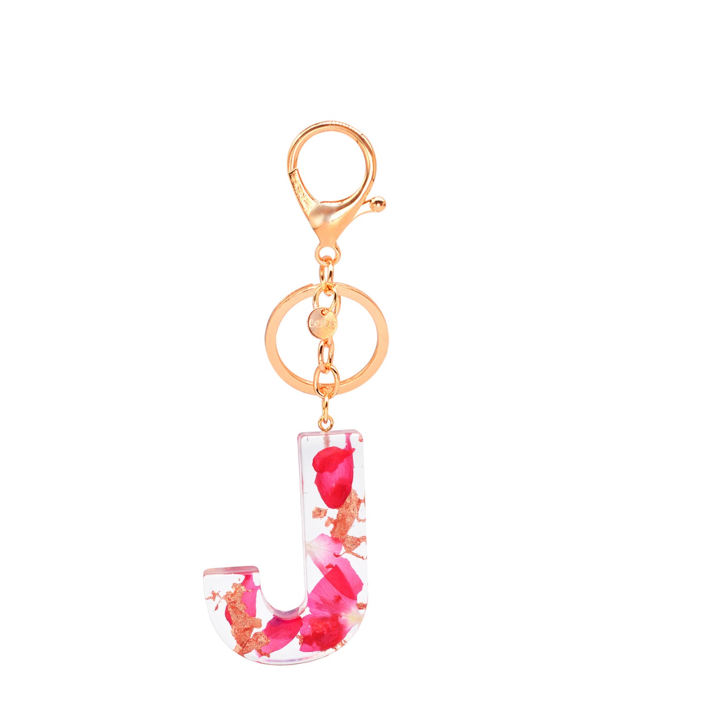 Petal Resin Keychain English Alphabet Pendant