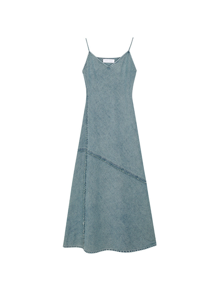 Women's Slim Waist Denim Suspender Dress