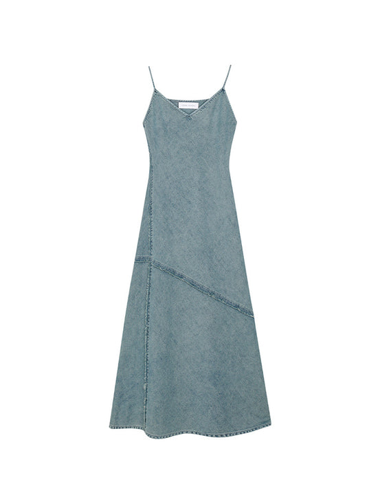 Women's Slim Waist Denim Suspender Dress